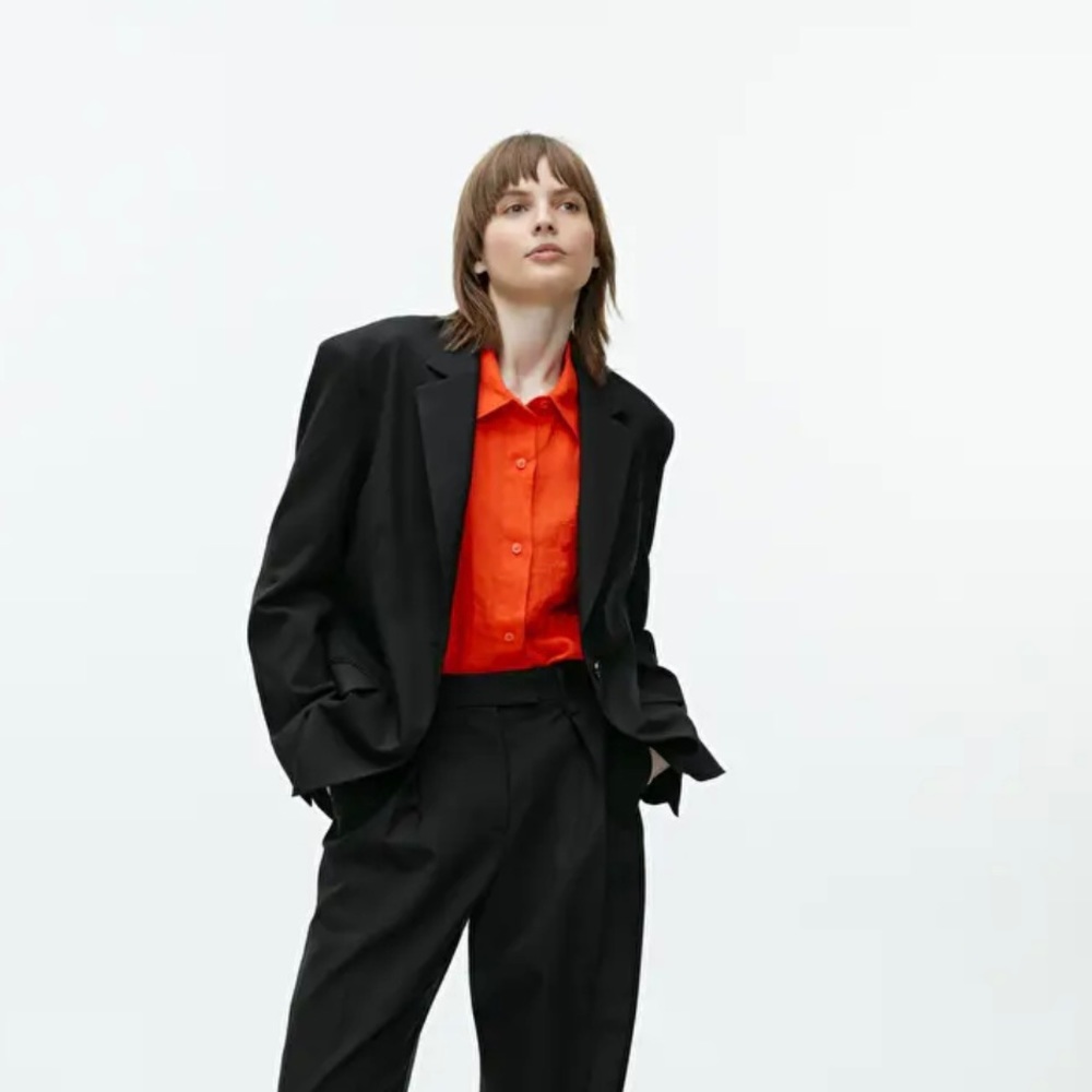 ❌ SOLD ❌ NWT ARKET Oversized Wool Hopsack Blazer in Black - Picture 2 of 8
